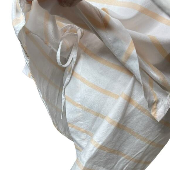 Soft Surroundings Long Sleeve Button Up Blouse Collared White & Yellow Stripes L - Picture 9 of 12